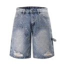 Crushed Diamond Denim Shorts