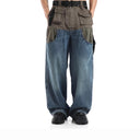 Jean évasé à pampilles effet usé