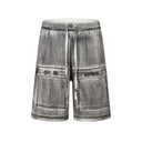 Short cargo en denim vieilli