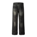 Jean évasé à pampilles effet usé