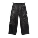 Pantalon en cuir chromé noir