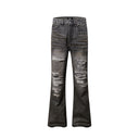 Rebel Gray Distressed Flare Jeans