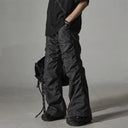 Pantalones de cuero cromado negro