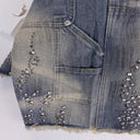 Flame Studded Denim Shorts