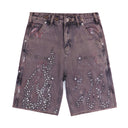 Flame Studded Denim Shorts