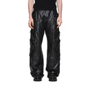 Pantalon en cuir chromé noir