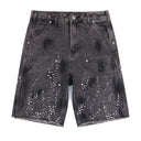 Flame Studded Denim Shorts