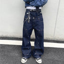 Jean évasé à pampilles effet usé