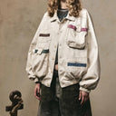 Veste cargo patchwork en jean