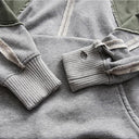 Sweat à capuche patchwork en denim vert