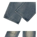 Jean évasé à pampilles effet usé