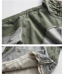 Sweat à capuche patchwork en denim vert