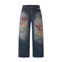Scripted Indigo Denim Jeans