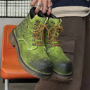 Botas de ante con punta cuadrada