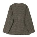 Ashford Collarless Plaid Top