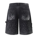 Crushed Diamond Denim Shorts