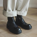 Bottes à bout carré en daim
