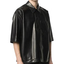 Shadow Pane Leather Polo