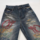 Scripted Indigo Denim Jeans