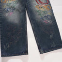 Scripted Indigo Denim Jeans