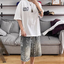 Bleached Bandana Denim Shorts