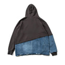 Rock Gray Denim Patchwork Hoodie