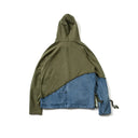 Green Denim Patchwork Hoodie