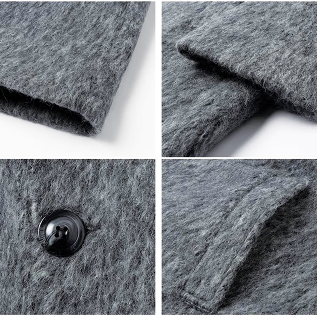 ☆美品☆mohair wool big stole シグネットシルバー Jolie Grey Beige Wool Cashmere Coat with Gold Buckle | SRG Meta