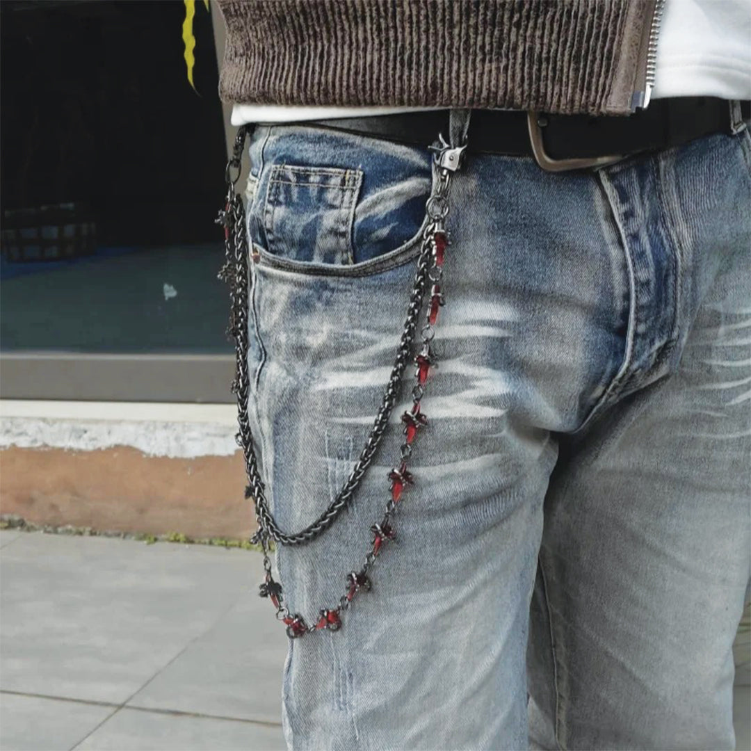 Ruby Cross Gem Wallet Chain – Attere