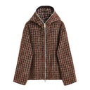 Mohair Plaid Full Zipper Hoodie