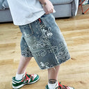 Bleached Bandana Denim Shorts