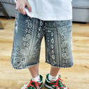 Bleached Bandana Denim Shorts