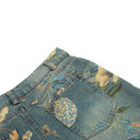 Floral Print Washed Jeans