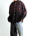 Gradient Plaid Hooded Overshirt