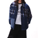 Patchwork Denim Plaid Overshirt