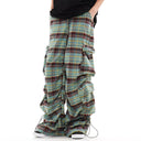 Camp Plaid Pleated Cargo Pant