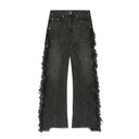 Distressed Flared Tassel Jeans