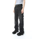 Distressed Flared Tassel Jeans