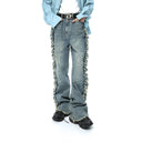 Distressed Flared Tassel Jeans