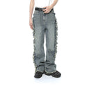 Distressed Flared Tassel Jeans