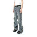 Distressed Flared Tassel Jeans