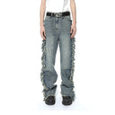 Distressed Flared Tassel Jeans