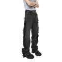 Distressed Flared Tassel Jeans