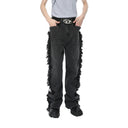 Distressed Flared Tassel Jeans