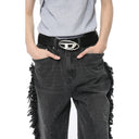 Distressed Flared Tassel Jeans