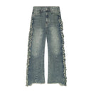 Distressed Flared Tassel Jeans