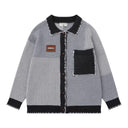 Gray Block Knit Cardigan