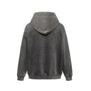 Sudadera con capucha y parches de mezclilla en gris roca