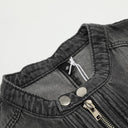 Distressed Denim Motorcycle Jacket