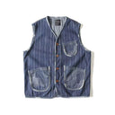 Indigo Striped Denim Vest